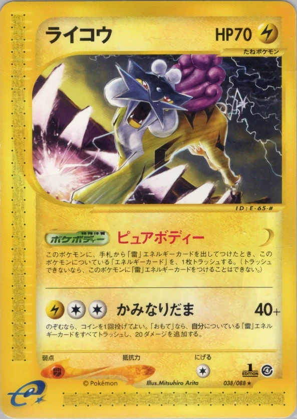 ライコウ e 裂けた大地 PSA9 ポケモンカード　1st 039/088 ライコウ 038 - 裂けた大地 カード図鑑
